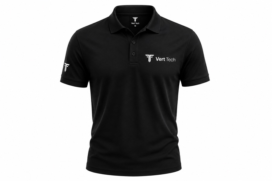 Polo Vert Tech preto com logotipo no peito