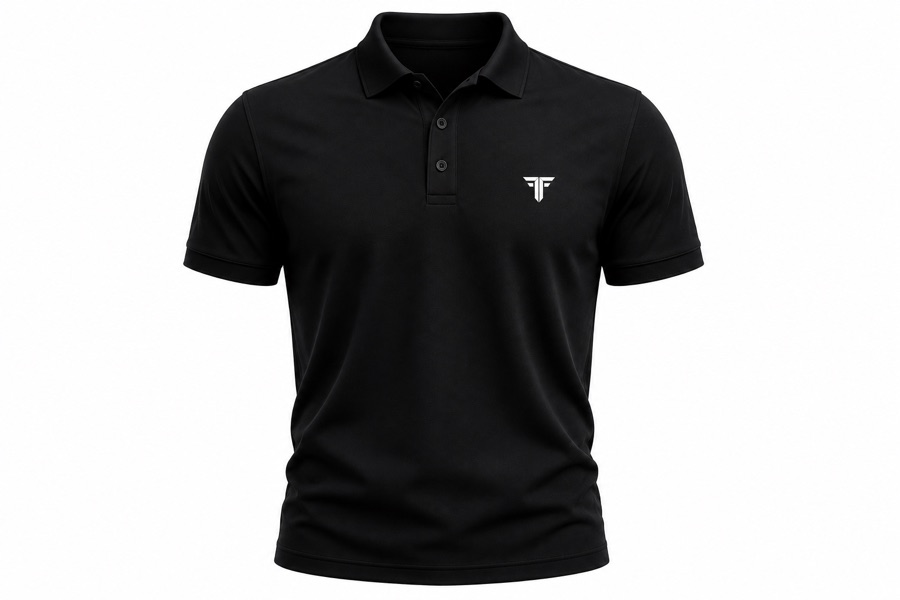 Polo Vert Tech preto com o símbolo da marca